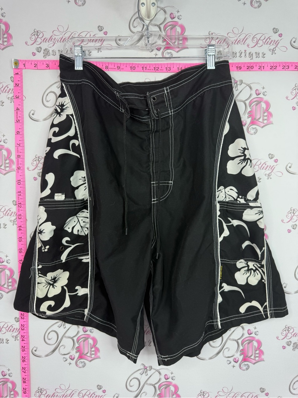 PALM WAVE shorts swim black Floral-Panel Men’s Board Shorts